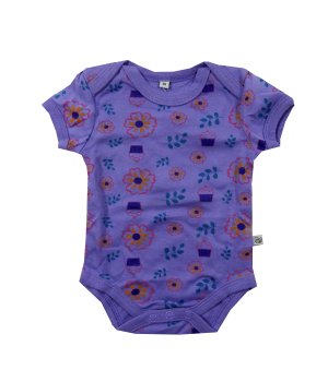 Κορμάκι Κοντομάνικο Μωβ Λουλουδάκια