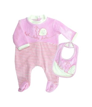 Φορμάκι Βελουτέ Ροζ με Σαλιάρα