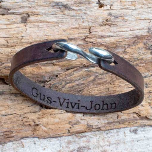 Δερμάτινο Βραχιόλι Καφέ με Χάραξη στο Εσωτερικό - Image 2