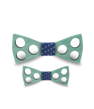 Σετ Ξύλινα Παπιγιόν Ανδρικό & Παιδικό Panama Μέντα