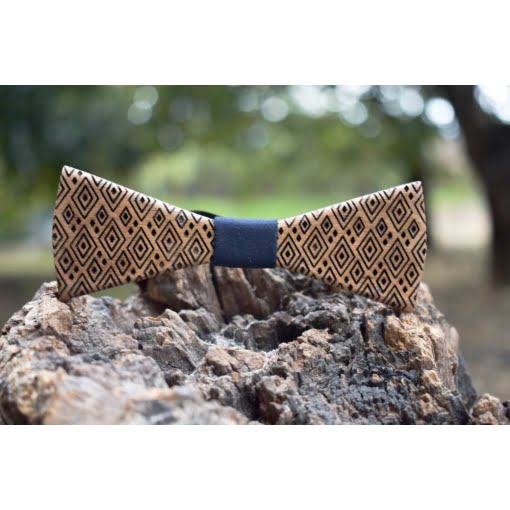 Ανδρικό Ξύλινο Παπιγιόν Ρόμβος Μπορντώ Slim Line - Image 2