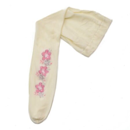 Καλσόν Εκρού με Ροζ Ασημί Λουλούδια