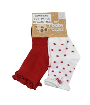 Σετ 2 Καλτσάκια Κόκκινο Πουά