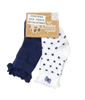 Σετ 2 Καλτσάκια Μπλε Πουά