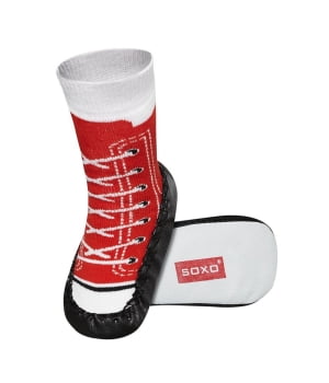 Καλτσοπαντόφλες με Δερμάτινη Σόλα  Κόκκινο Παπούτσι