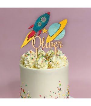 Ξύλινο Τόπερ για Τούρτα Διάστημα