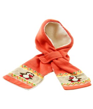 Κασκώλ Microfleece & Πλεκτό Πορτοκαλί Πιγκουίνοι