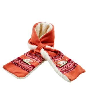 Κασκώλ Microfleece & Πλεκτό Πορτοκαλί Αρκουδάκια