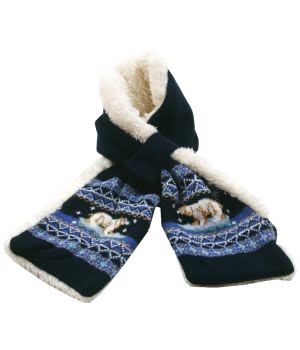 Κασκώλ Microfleece & Πλεκτό Μπλε Αρκουδάκια