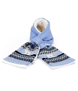 Κασκώλ Microfleece & Πλεκτό Σιέλ