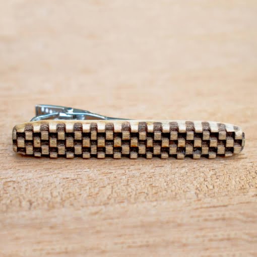 Καρφίτσα Γραβάτας Ανοξειδωτο & Ξύλο Little Checks - Image 3