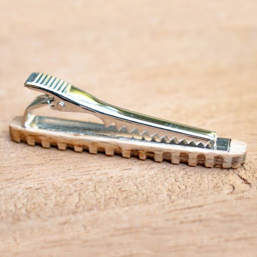 Καρφίτσα Γραβάτας Ανοξειδωτο & Ξύλο Little Checks - Image 4