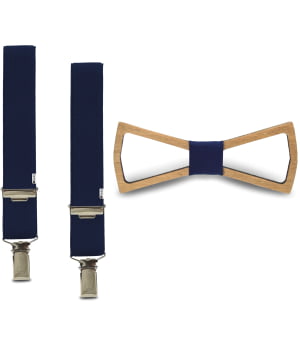 Ξύλινο Παπιγιόν Παιδικό & Τιράντες  Angel Dark Μπλε