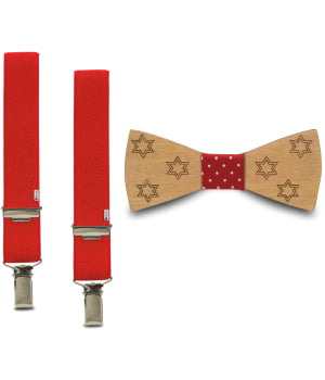 Ξύλινο Παπιγιόν Παιδικό & Τιράντες Alonso Κόκκινο