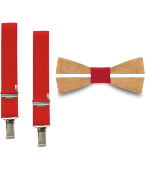 Ξύλινο Παπιγιόν Παιδικό & Τιράντες Peru Κόκκινο