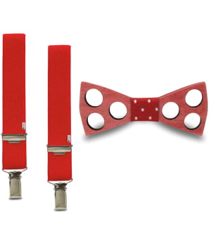 Ξύλινο Παπιγιόν Παιδικό & Τιράντες  Simon Κόκκινο