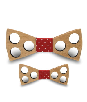 Σετ Ξύλινα Παπιγιόν Ανδρικό & Παιδικό Panama Red Dots