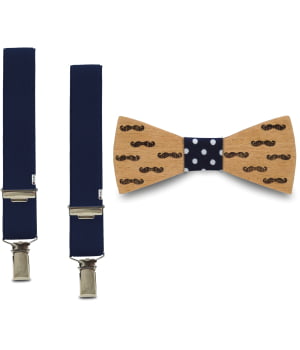 Ξύλινο Παπιγιόν Παιδικό & Τιράντες Harry Μπλε