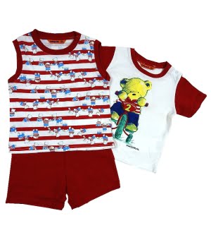 Σετ Σορτσάκι & 2 Μπλουζάκια Κόκκινο