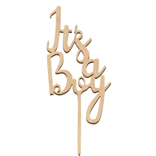 Ξύλινο Τόπερ για Τούρτα Its a Boy - Image 2