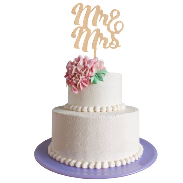 Ξύλινο Τόπερ για Γαμήλια Τούρτα Mr & Mrs - Image 2