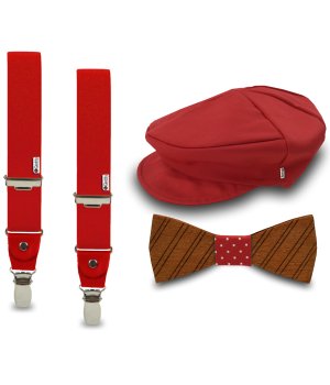 Σετ Τραγιάσκα, Τιράντες & Παπιγιόν Κόκκινο