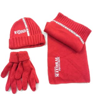 Σετ Σκούφος, Γάντια & Κασκώλ Πλεκτό Κόκκινο