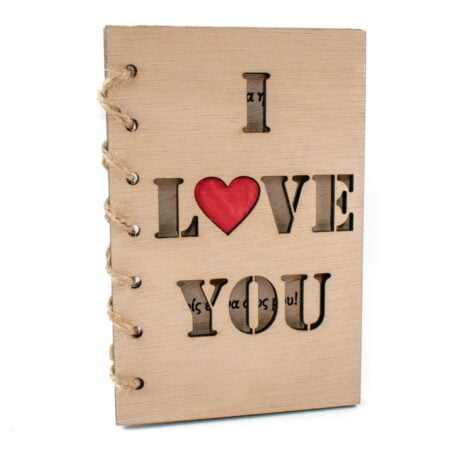 Ξύλινη Ευχετήρια Κάρτα I love You