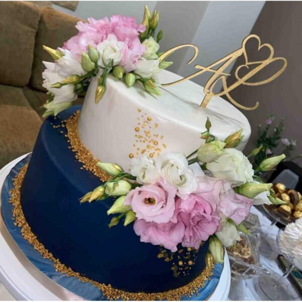 Ξύλινο Τόπερ για Γαμήλια Τούρτα με Αρχικά Ζευγαριού - Image 4