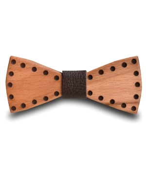 Ξύλινο Παπιγιόν Παιδικό Western Με Δέρμα Καφέ