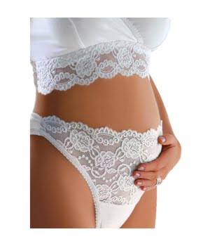 Δαντελένιο Εσώρουχο με Ελαστική Δαντέλα Λευκό