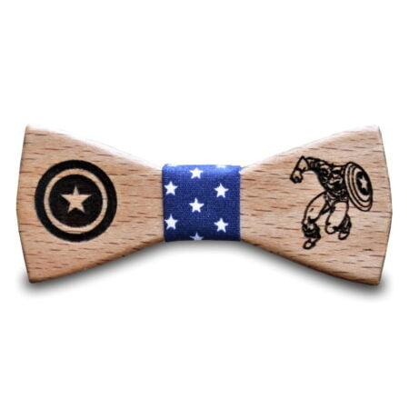 Παιδικό Ξύλινο Παπιγιόν Captain America Μπλε
