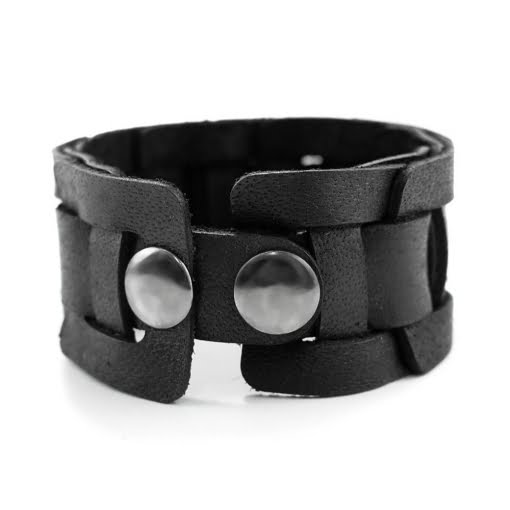 Δερμάτινο Βραχιόλι Πλεκτό με Μεταλλικά Στοιχεία - Image 2