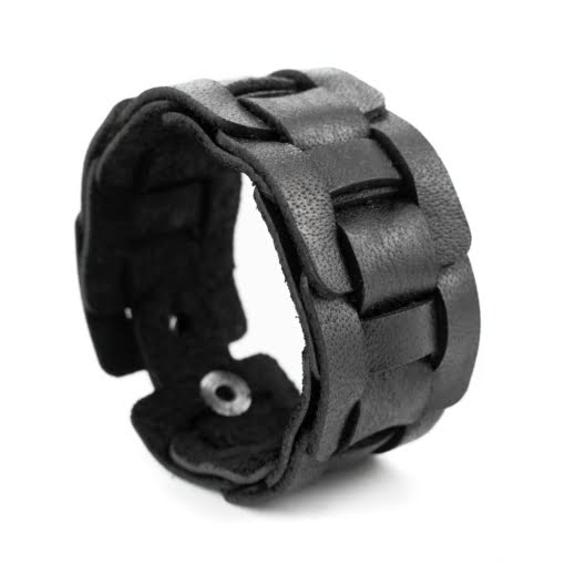 Περικάρπιο Δερμάτινο Μαύρο Πλεκτό - Image 2