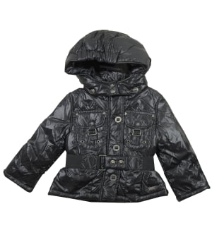 Μπουφάν Παιδικό Γυαλιστερό Μαύρο