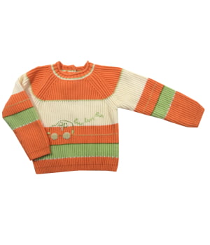 Πλεκτό Πουλοβεράκι Ριγέ Βρεφικό  Πορτοκαλί