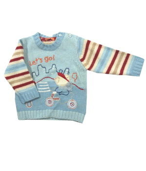 Μάλλινο Βρεφικό Πουλόβερ Γαλάζιο