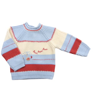 Πλεκτό Πουλοβεράκι Ριγέ Γαλάζιο