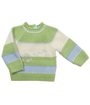 Πλεκτό Πουλοβεράκι Ριγέ Βρεφικό Λαχανί