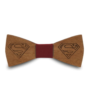 Ξύλινο Παπιγιόν Superman Μπορντό