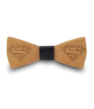 Ξύλινο Παπιγιόν Παιδικό Superman Με Δέρμα Μαύρο