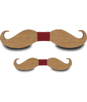 Σετ Ξύλινα Παπιγιόν Ανδρικό & Παιδικό Μουστάκι