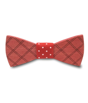 Ξύλινο Παπιγιόν Παιδικό Checkered Rustic Κόκκινο