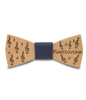 Ξύλινο Παπιγιόν Παιδικό Με Χαραγμένο Όνομα Μπλε