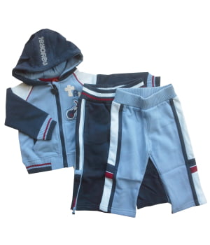 Βρεφική Φόρμα με 2 Παντελόνια Σιέλ