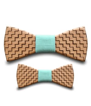 Σετ Ξύλινα Παπιγιόν Ανδρικό & Παιδικό Zig Zag Mint