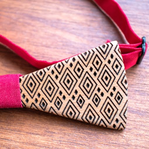 Ανδρικό Ξύλινο Παπιγιόν Ρόμβος Μπορντώ Slim Line - Image 3