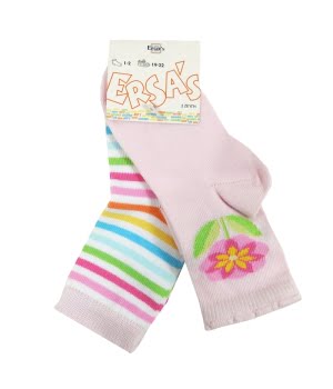 Βρεφικά Καλτσάκια 2τμχ Λουλουδάκια & Ριγέ