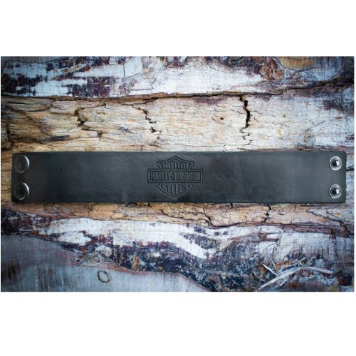 Δερμάτινο Βραχιόλι Μαύρο Harley 4cm - Image 2