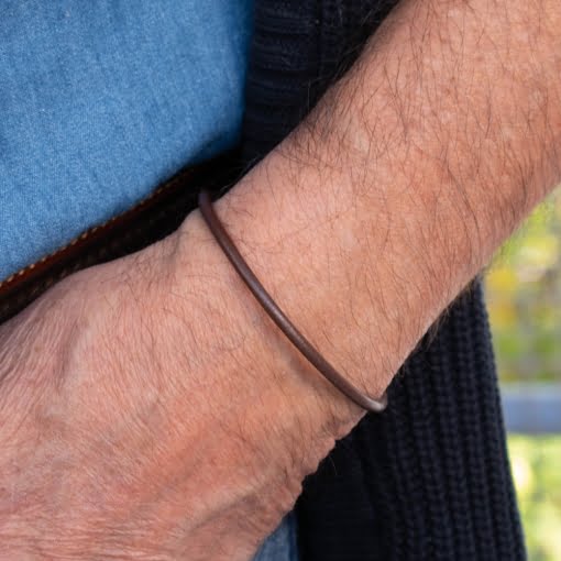 Δερμάτινο Βραχιόλι Καφέ με Μεταλλικό Κούμπωμα - Image 5